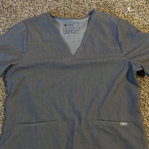 Figs Charcoal V-Neck Scrub Top